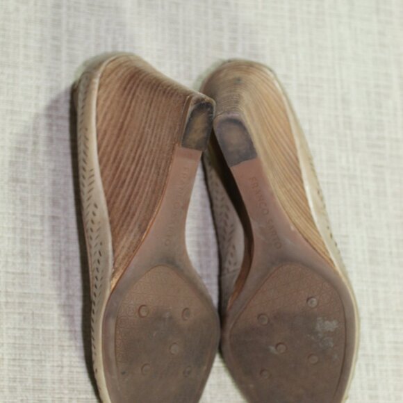 Franco Sarto Size 7M Light Brown Peep Toe Wedge Heels - Picture 6 of 6